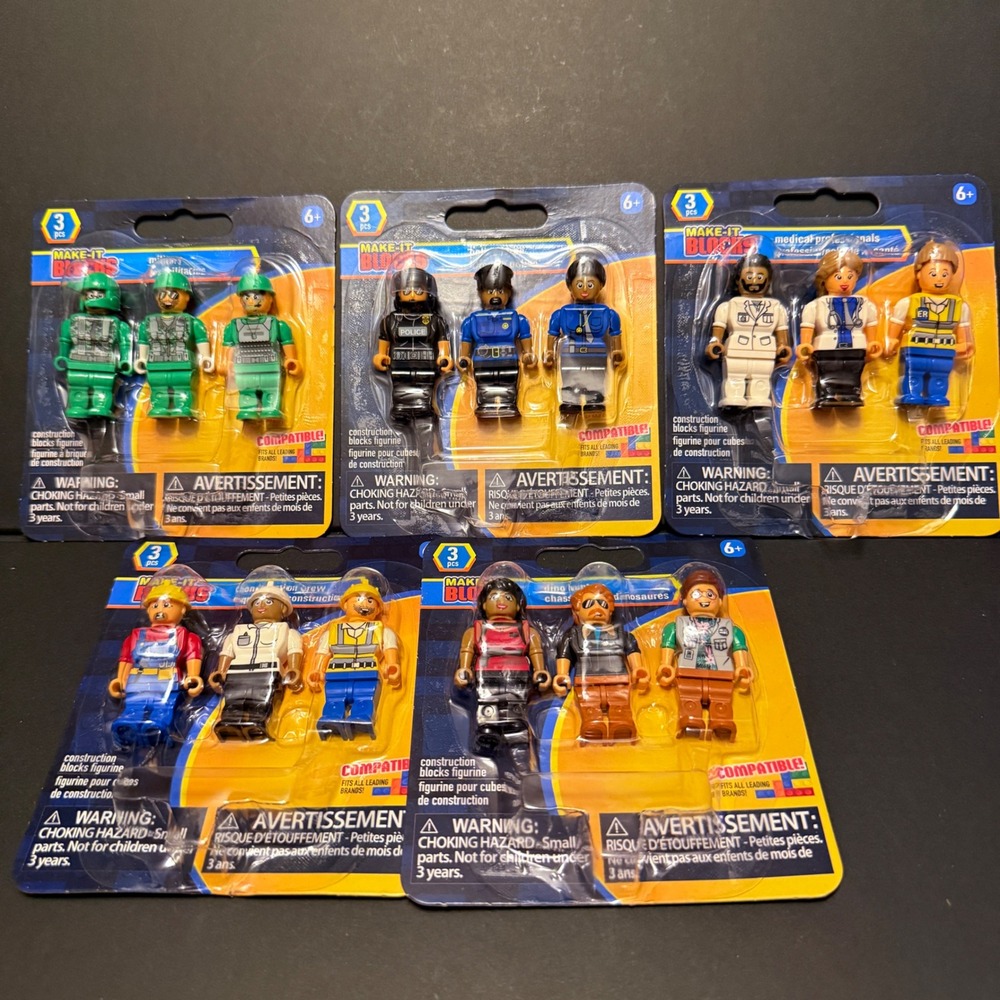 Make-It Blocks Figures Kids 15pc Multicolor NEW 5-Pack Bundle Set